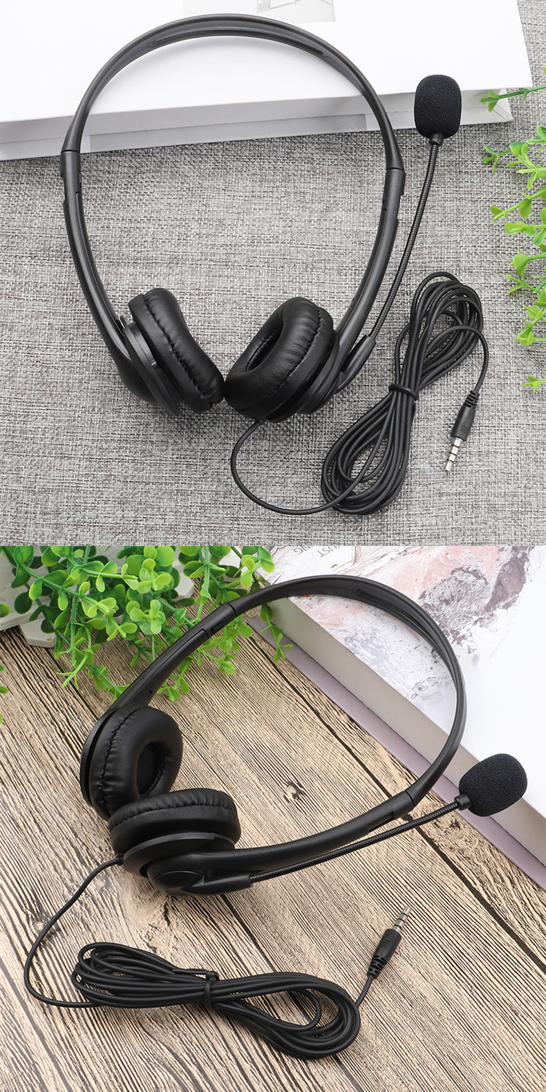 in stock cross-border head-mounted wired headphones with microphone 3.5mm high quality headphones phablet universal