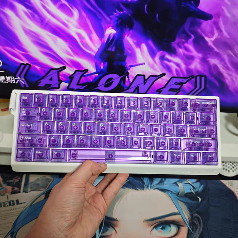 Wholesale 115-Key Four-Sided Transparent Keycaps, Customized Original Height Mda High Aesthetic Cross-Axis Translucent Keycaps