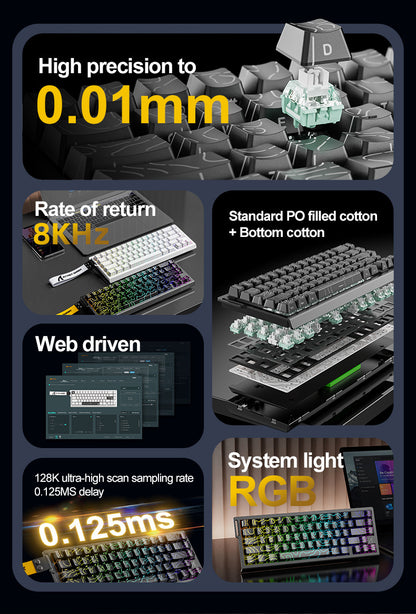 Attack Shark X68HE Magnetic Axis Mechanical Keyboard Contour Side Carved Wired RGB Electric Competition RT Adjustable Key Range Low Delay