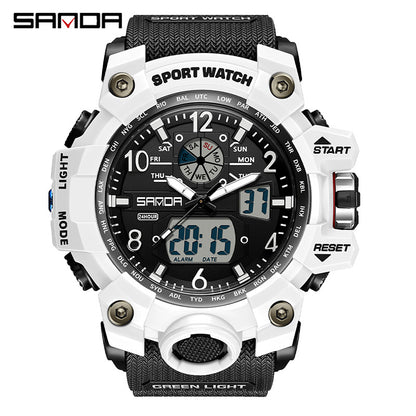 Sanda Hot-Selling Watch Korean Version Student Party Multi-Functional Waterproof Alarm Clock Electronic Watch Cool Dual Display Luminous Sports Watch