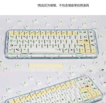 XDA Height Pacha Dog Theme Pattern Yellow Green Keycap Thermal Sublimation Mechanical Keyboard Cap Small Full Set PBT Keycap