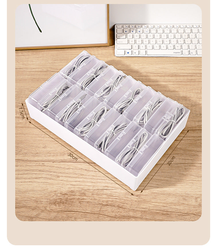 Data Cable Storage Box Home Mobile Phone Charger Separated Storage Box Desktop Organiser Multifunctional Sundries Storage