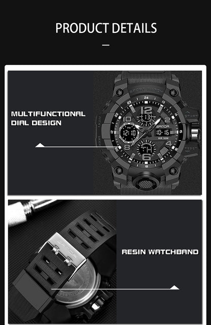 Sanda Hot-Selling Watch Korean Version Student Party Multi-Functional Waterproof Alarm Clock Electronic Watch Cool Dual Display Luminous Sports Watch