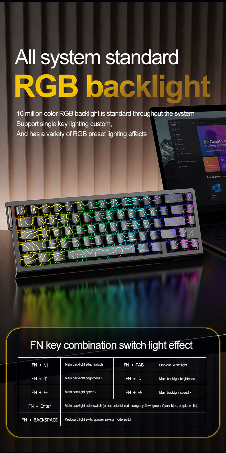 Attack Shark X68HE Magnetic Axis Mechanical Keyboard Contour Side Carved Wired RGB Electric Competition RT Adjustable Key Range Low Delay