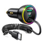 New car charger super fast charging with line car charger three-in-one high-power mobile phone charger car charger wholesale
