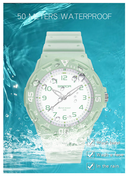 Sanda Watch Fashion All-match Small Fresh Men's and Women's Couple Watch Middle School Students' Simple Waterproof Luminous Quartz Watch