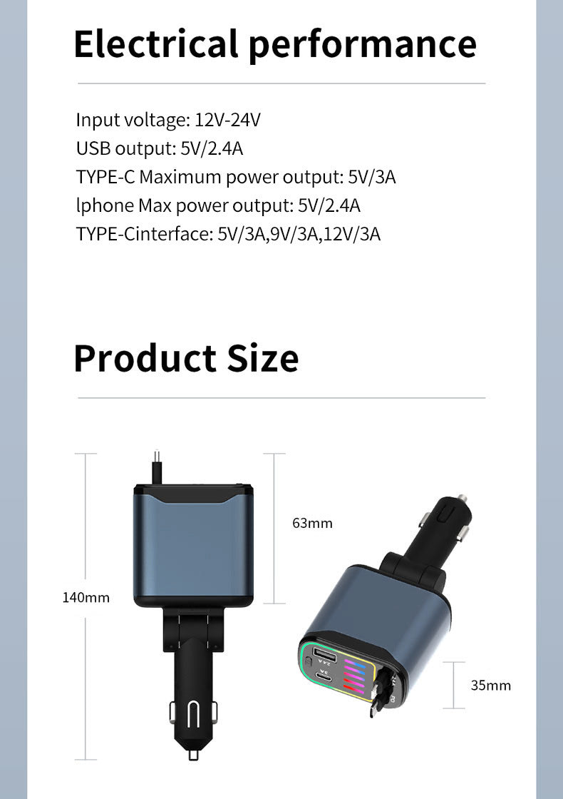 Cross-border X1 car-mounted charging mobile phone electrical appliances support 66W super fast charging PD30 telescopic breathing light atmosphere light C new
