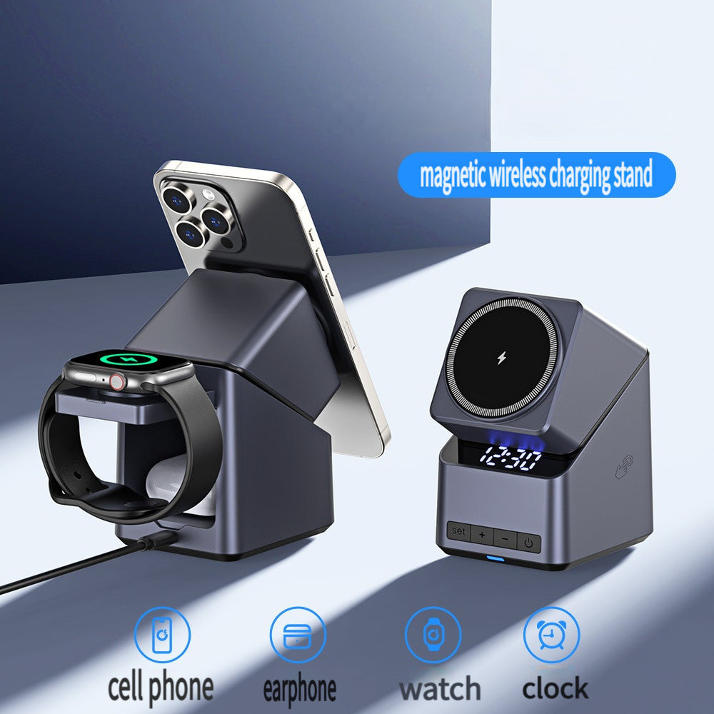 Cross-Border New Product Clock Electric Rotating Touch 180 ° 4-in-1 Multifunctional Magnetic Wireless Charger