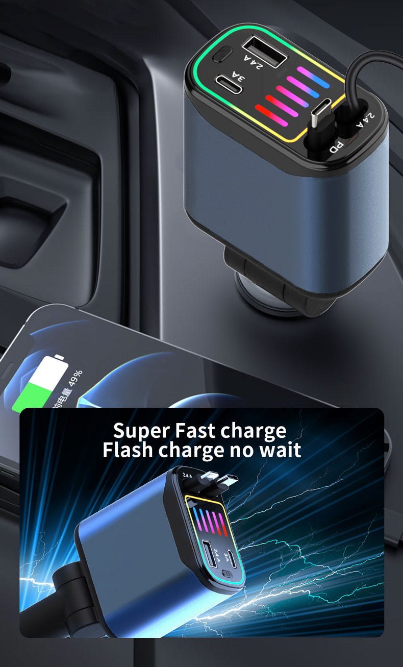 Cross-border X1 car-mounted charging mobile phone electrical appliances support 66W super fast charging PD30 telescopic breathing light atmosphere light C new