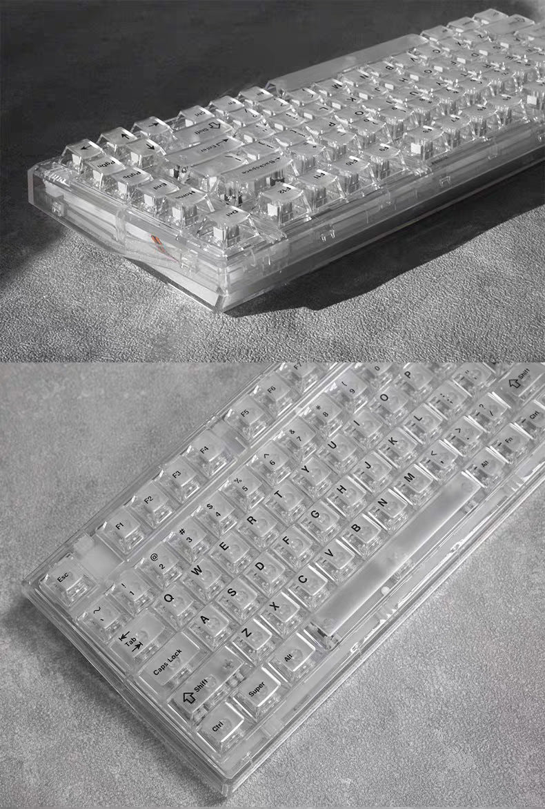 Wholesale 115-Key Four-Sided Transparent Keycaps, Customized Original Height Mda High Aesthetic Cross-Axis Translucent Keycaps