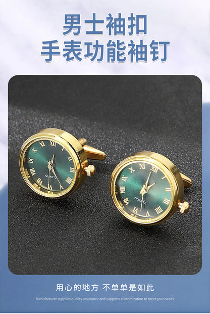 Men's Cufflinks Watch Functional Cuffnails Forumwear Gift Green Gold Dress Shirt Accessories Stainless Steel Material