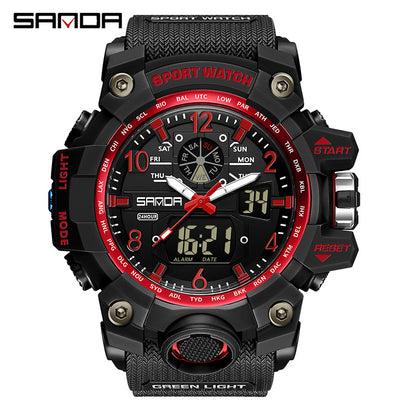 Sanda Hot-Selling Watch Korean Version Student Party Multi-Functional Waterproof Alarm Clock Electronic Watch Cool Dual Display Luminous Sports Watch
