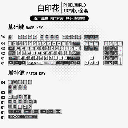 Gundam Comic Hundred Mixed Lamp Key Cap Original Height 136 Key Full Set Classic Simple Mechanical Keyboard Key Cap Key Meow