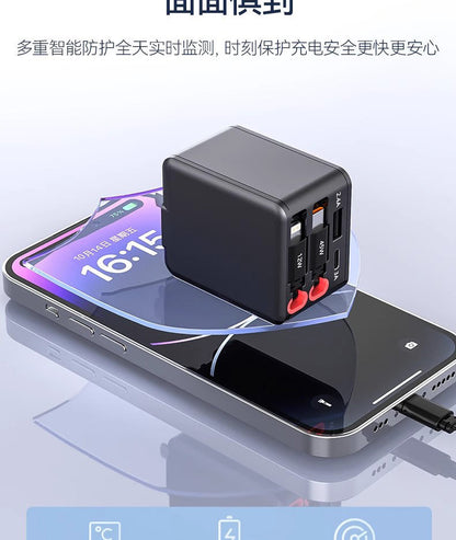 2025 New Car Charger Super Fast Charging 45W Three-In-One Pd Suitable for Apple and Huawei Retractable Cable Flash Charging