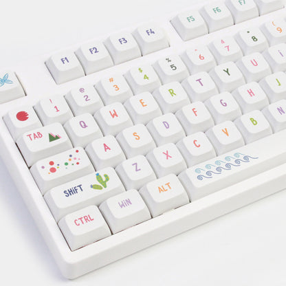 XDA Height Pacha Dog Theme Pattern Yellow Green Keycap Thermal Sublimation Mechanical Keyboard Cap Small Full Set PBT Keycap