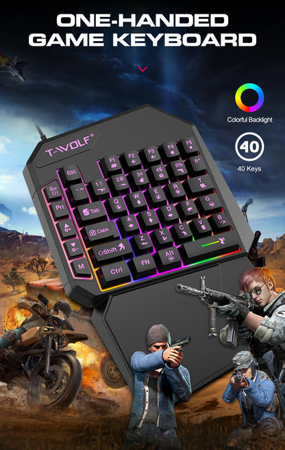 Thunderwolf T19 One-handed Keyboard Gun God Throne Left-handed Gaming Keyboard Mechanical Feel Cross-border Amazon Temu