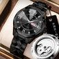 FOURRON brand imitation mechanical hollow-out transparent men's watch butterfly buckle steel belt luminous waterproof calendar Diamond