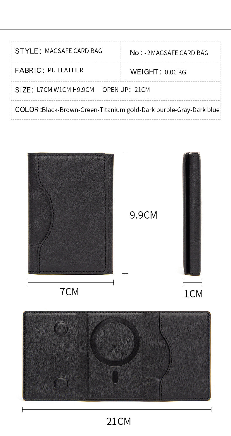 Suitable for Apple 15 iPhone16promaxMagSafe Magnetic Card Bag Multi-Card Three-Folding Mobile Phone Card Case
