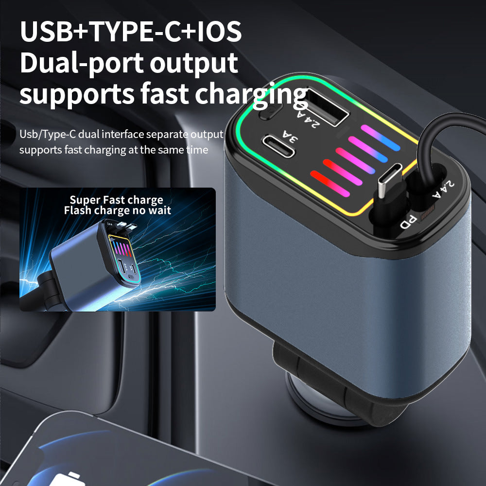 Cross-border X1 car-mounted charging mobile phone electrical appliances support 66W super fast charging PD30 telescopic breathing light atmosphere light C new
