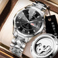 FOURRON brand imitation mechanical hollow-out transparent men's watch butterfly buckle steel belt luminous waterproof calendar Diamond