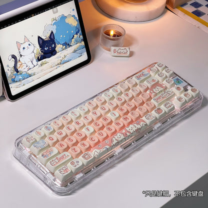 MOA height rice white light powder strawberry kitten thermal sublimation key cap 75 98 large full set of mechanical keyboard key cap