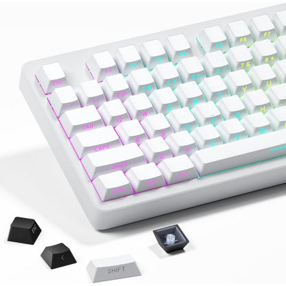 Polar Daylight Side Engraved Transparent Keycap PBT Micro Sand Surface 133 Key Dip Dye Six Color Gradient Personality Adaptable Mechanical Keyboard