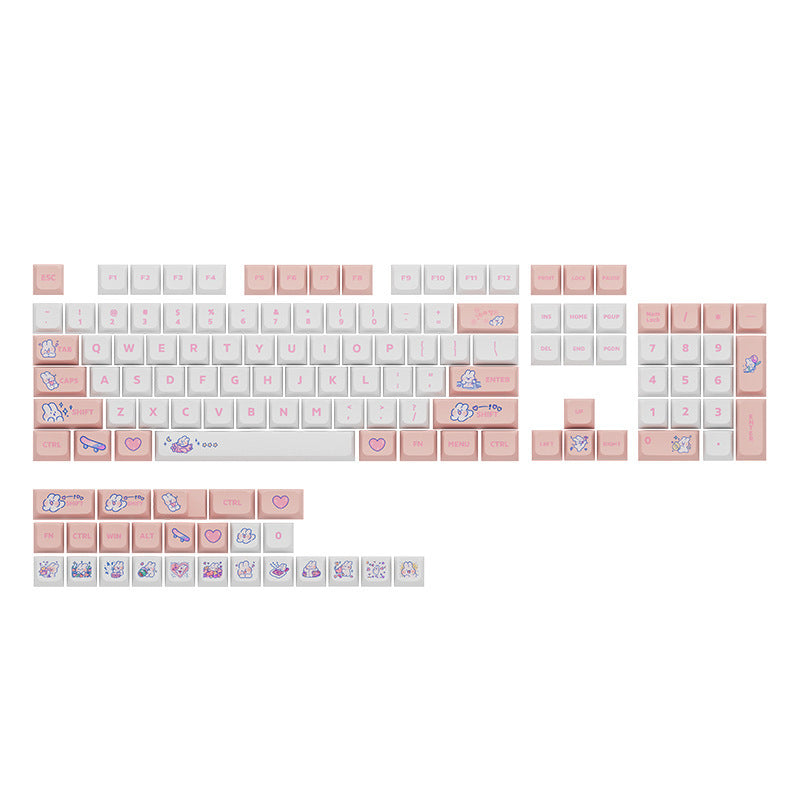 XDA Height Pacha Dog Theme Pattern Yellow Green Keycap Thermal Sublimation Mechanical Keyboard Cap Small Full Set PBT Keycap