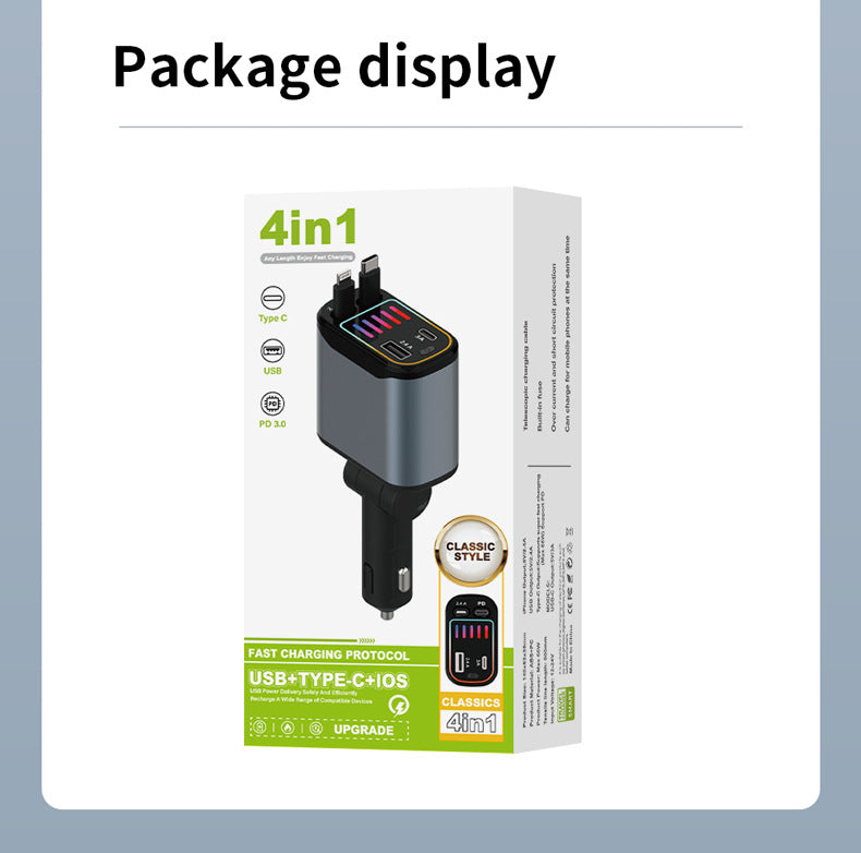 Cross-border X1 car-mounted charging mobile phone electrical appliances support 66W super fast charging PD30 telescopic breathing light atmosphere light C new