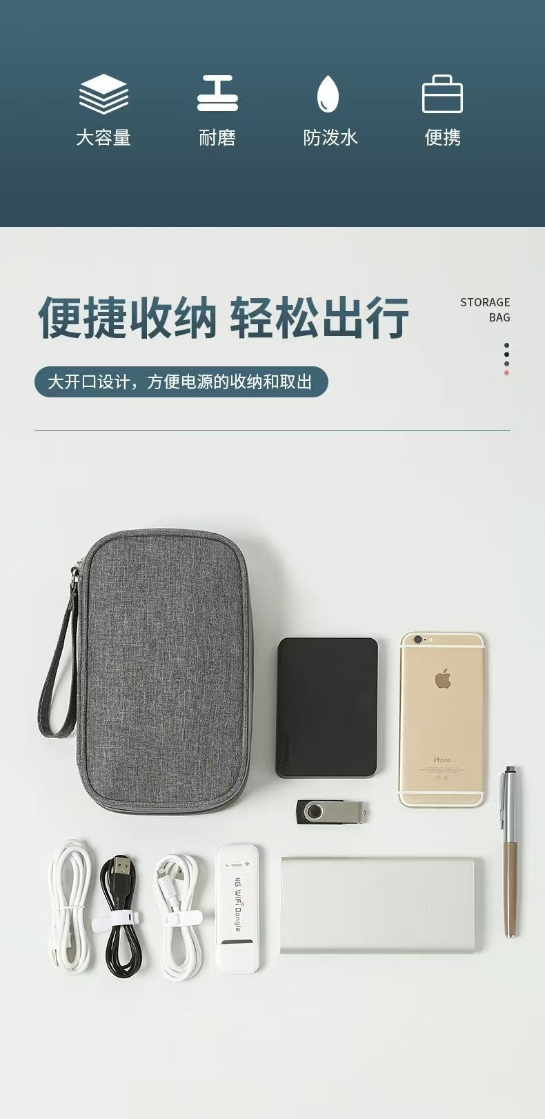 New multi-function data cable charger storage bag flat digital bag finishing bag headset storage bag wholesale