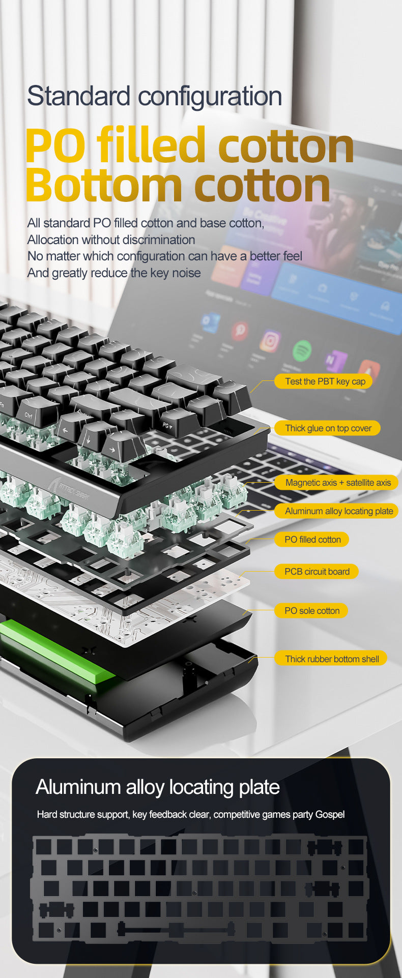 Attack Shark X68HE Magnetic Axis Mechanical Keyboard Contour Side Carved Wired RGB Electric Competition RT Adjustable Key Range Low Delay