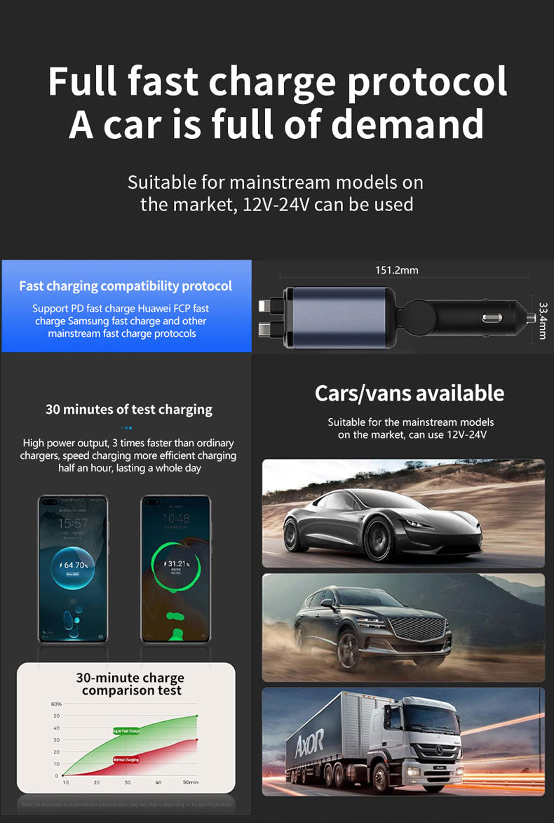 Cross-border X1 car-mounted charging mobile phone electrical appliances support 66W super fast charging PD30 telescopic breathing light atmosphere light C new
