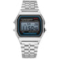 Popular LED electronic watch Harajuku style fashion watch multi-functional student watch foreign trade WR F91W steel belt