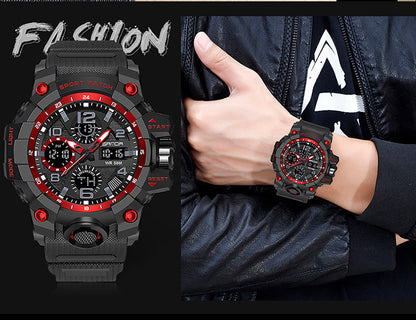 Sanda Hot-Selling Watch Korean Version Student Party Multi-Functional Waterproof Alarm Clock Electronic Watch Cool Dual Display Luminous Sports Watch