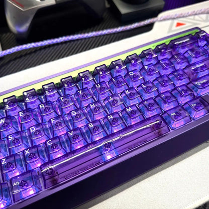 Wholesale 115-Key Four-Sided Transparent Keycaps, Customized Original Height Mda High Aesthetic Cross-Axis Translucent Keycaps