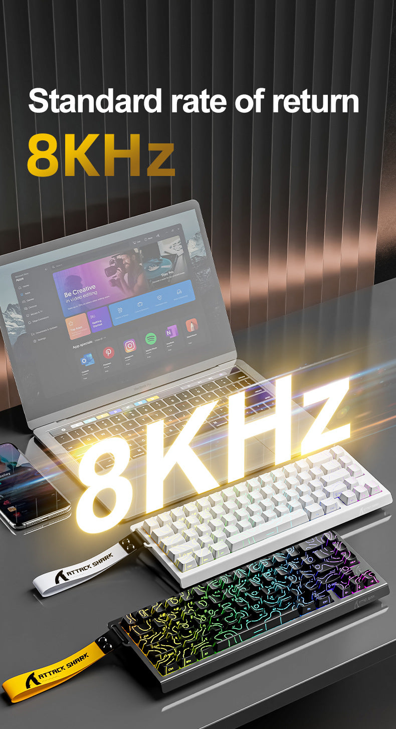 Attack Shark X68HE Magnetic Axis Mechanical Keyboard Contour Side Carved Wired RGB Electric Competition RT Adjustable Key Range Low Delay