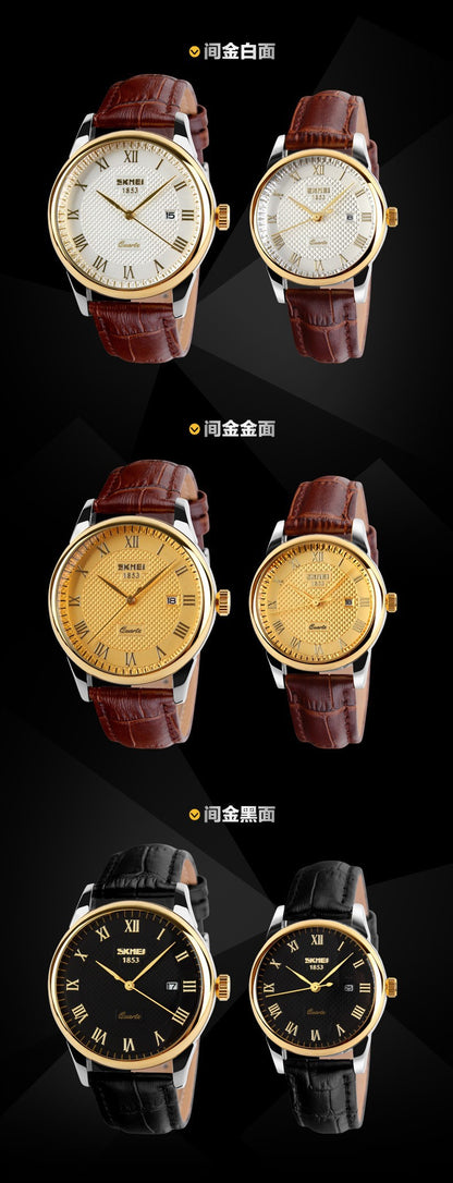 Time beauty skmei classic retro casual business temperament calendar watch men and women couples waterproof watch wholesale