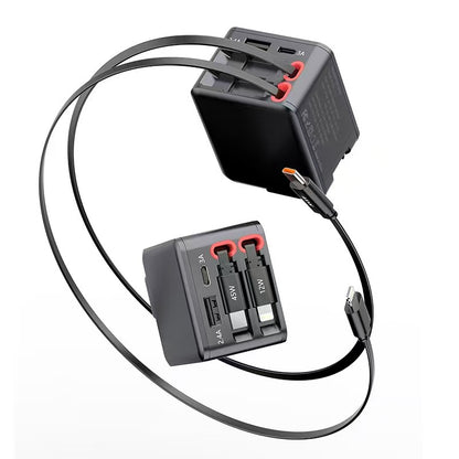 2025 New Car Charger Super Fast Charging 45W Three-In-One Pd Suitable for Apple and Huawei Retractable Cable Flash Charging