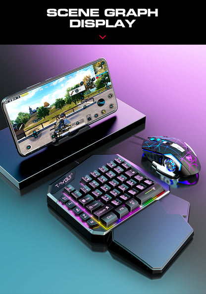 Thunderwolf T19 One-handed Keyboard Gun God Throne Left-handed Gaming Keyboard Mechanical Feel Cross-border Amazon Temu