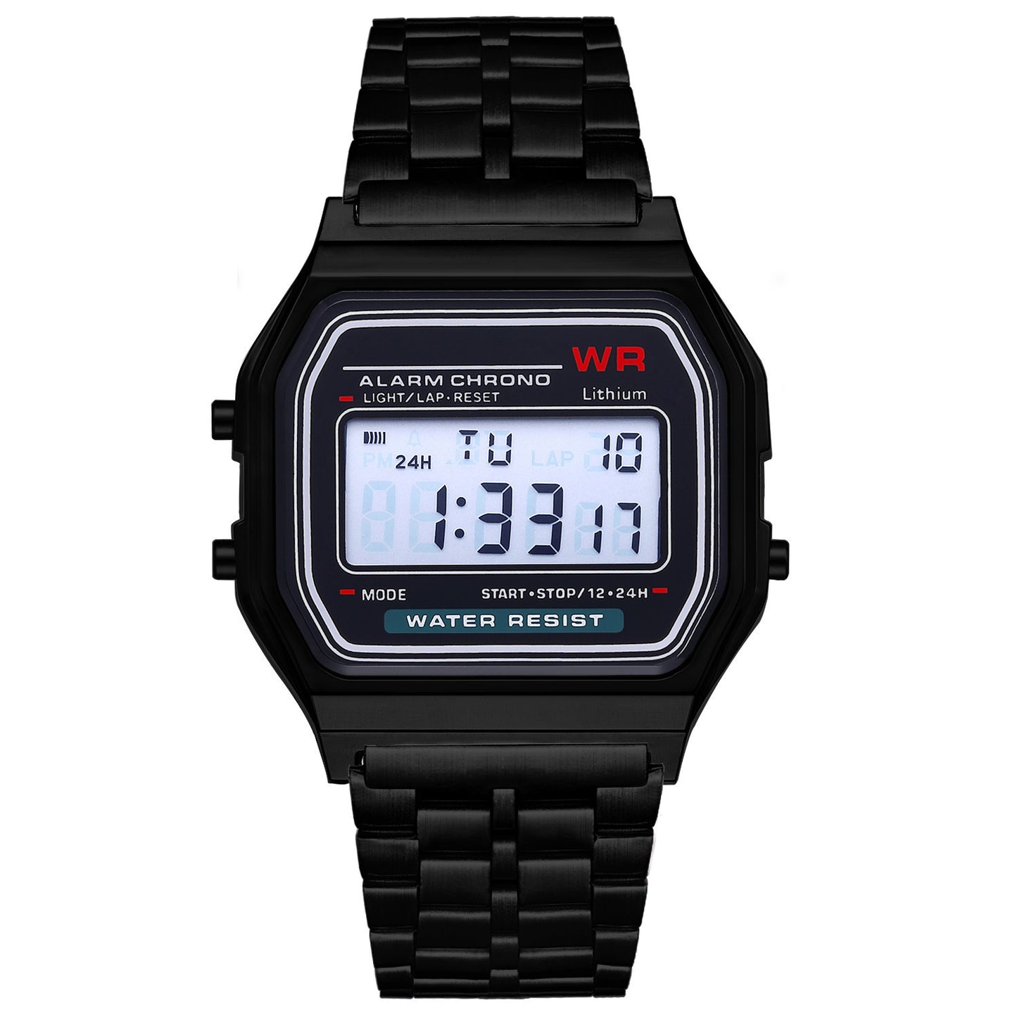 Popular LED electronic watch Harajuku style fashion watch multi-functional student watch foreign trade WR F91W steel belt