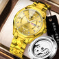 FOURRON brand imitation mechanical hollow-out transparent men's watch butterfly buckle steel belt luminous waterproof calendar Diamond